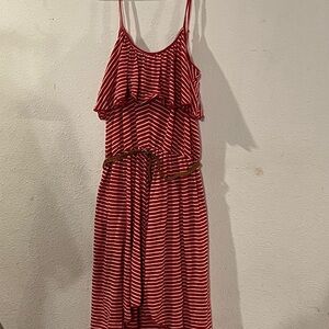 Red and White Striped Dress with straps